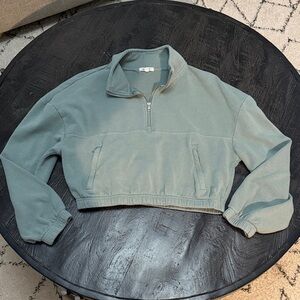 Garage Cropped Half-Zip Pullover Sweater - Sage